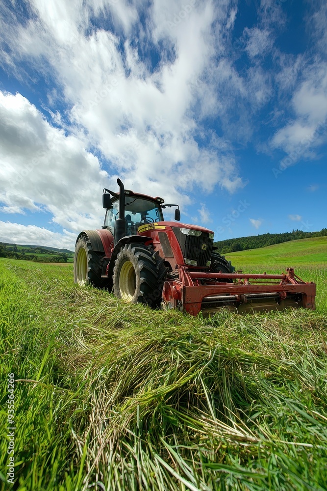 A tractor grass cutter in field for agricultural machinery A tractor grass cutter in field for agricultural machinery