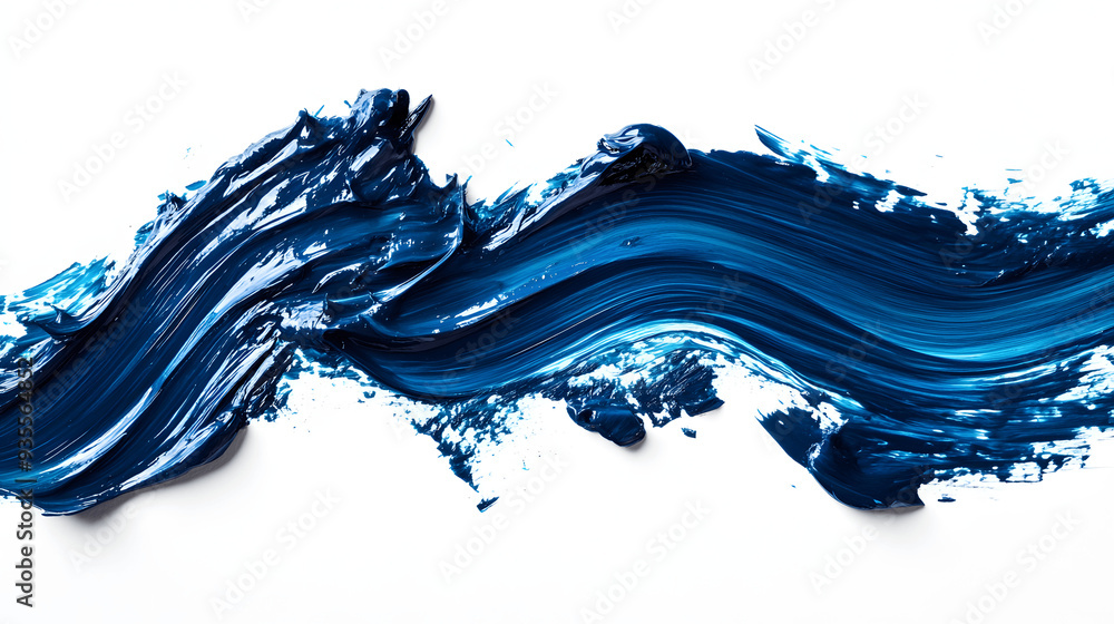 Dynamic brushstroke of deep blue paint on white background Dynamic brushstroke of deep blue paint on white background