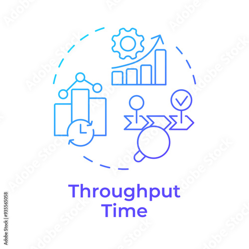 Throughput time blue gradient concept icon. Progress milestones, business strategy. Round shape line illustration. Abstract idea. Graphic design. Easy to use in infographic, presentation