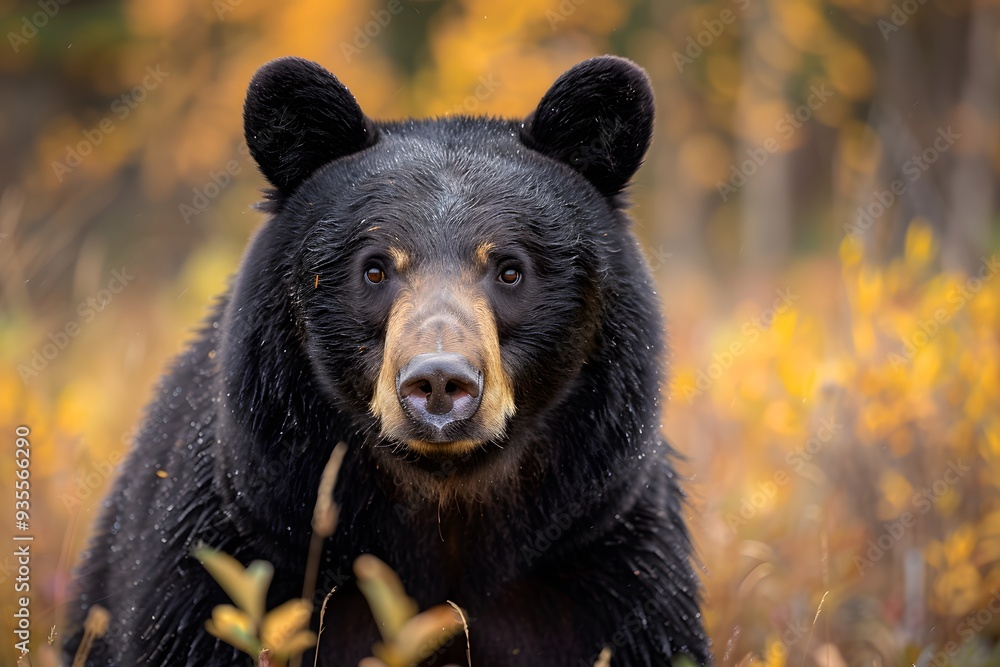 Brown bear portrait with sunlit fur, wild predator in natural habitat Brown bear portrait with sunlit fur, wild predator in natural habitat