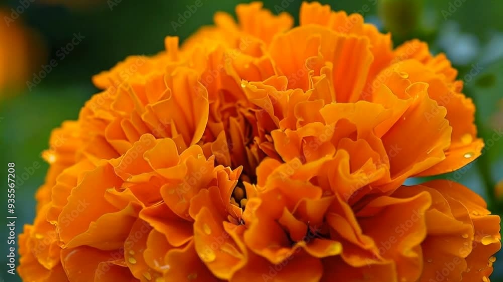 Close-Up View of Orange Flower Petals with Water Droplets Close-Up View of Orange Flower Petals with Water Droplets