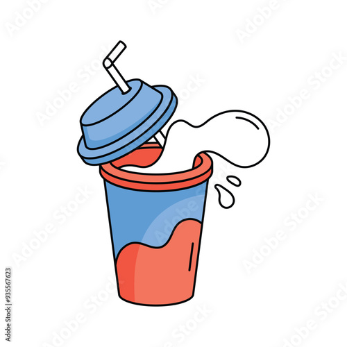A refreshing soft drink cup with a straw, soft drink vector design