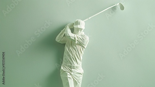 Elegant Paper Cutout Golfer Swinging Silhouette in Action