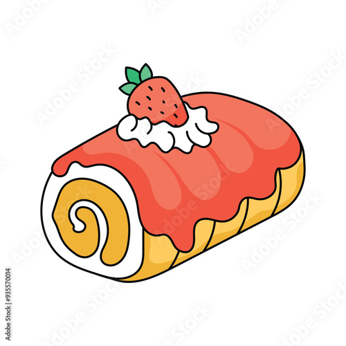 Delicious swiss roll cake vector design, bakery, dessert and sweet treat concept