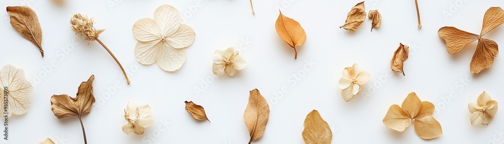 Dried Flowers and Leaves on White Background, Flat Lay , Floral , Minimalism , Nature Dried Flowers and Leaves on White Background, Flat Lay , Floral , Minimalism , Nature