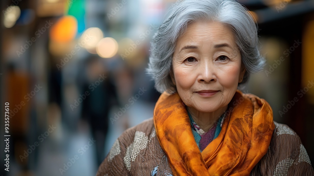 Portrait of a Japanese Stylish Elderly Woman : Generative AI Portrait of a Japanese Stylish Elderly Woman : Generative AI