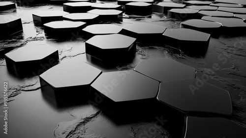 Hexagon Black Abstract Pattern, Black, Abstract, Hexagon, Pattern photo