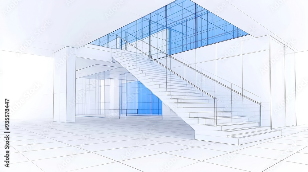 Obraz premium Engineering design in an open workspace, showcasing detailed technical illustrations, clear lines, and precise measurements on a clean surface, emphasizing innovation and creativity