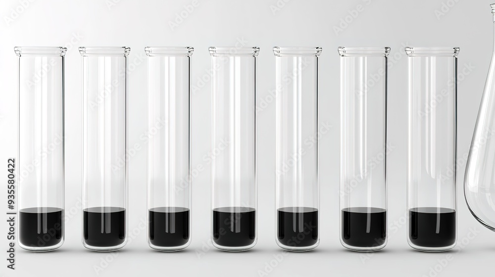 Realistic 3D Chemistry Test Tube on a White Background: Black Color Illustration of a Detailed Test Tube with Precise 3D Rendering, Isolated Against a Clean White Backdrop. Realistic 3D Chemistry Test Tube on a White Background: Black Color Illustration of a Detailed Test Tube with Precise 3D Rendering, Isolated Against a Clean White Backdrop.