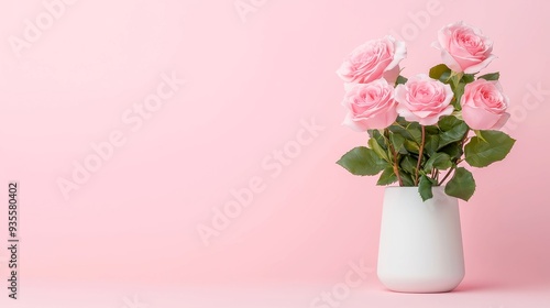 Wallpaper Mural Delicate Roses on Pink Canvas, a soft pink backdrop adorned with lush roses, inviting tranquility and beauty, perfect for romantic themes or elegant designs. Torontodigital.ca