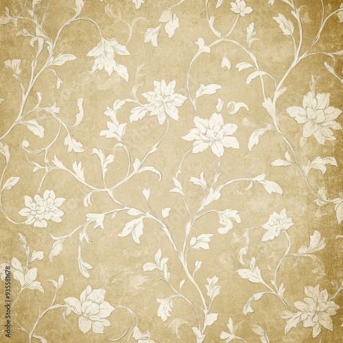 Vintage Floral Wallpaper Pattern on Beige Background, beige , vintage , floral , pattern