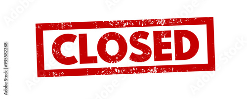 closed rectangular sign with grunge effect, rubber stamp - vector illustration