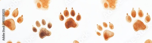 Watercolor Dog Paw Prints on White Background, watercolor , paw print , dog , animal