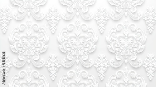 White 3D Ornamental Pattern on Wall, Wallpaper , Decorative , Background , Design