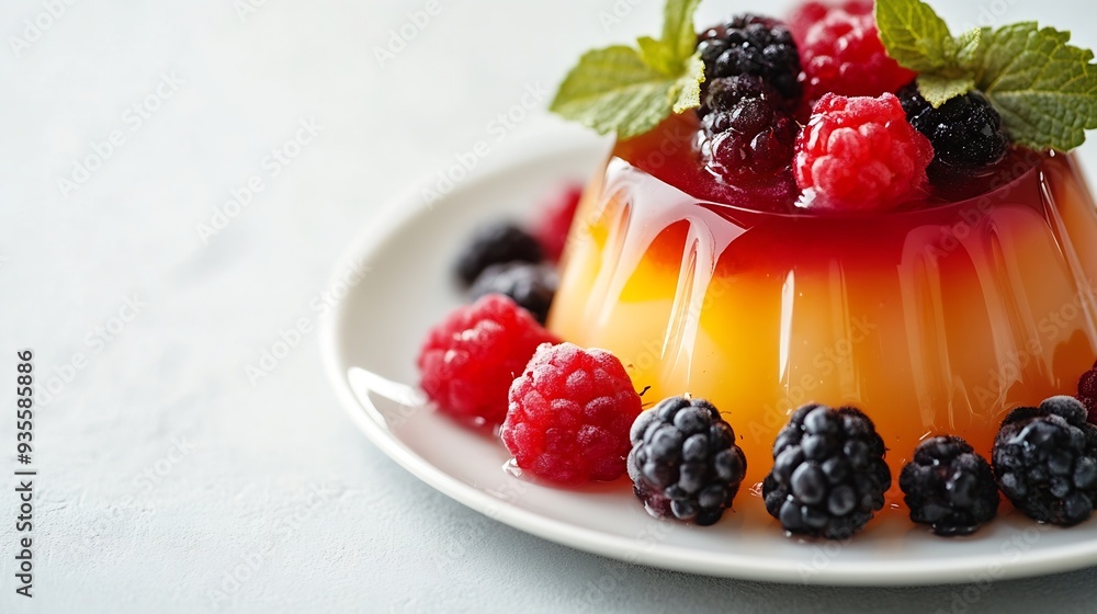Sweet fruit jelly dessert isolated on a white background : Generative AI Sweet fruit jelly dessert isolated on a white background : Generative AI
