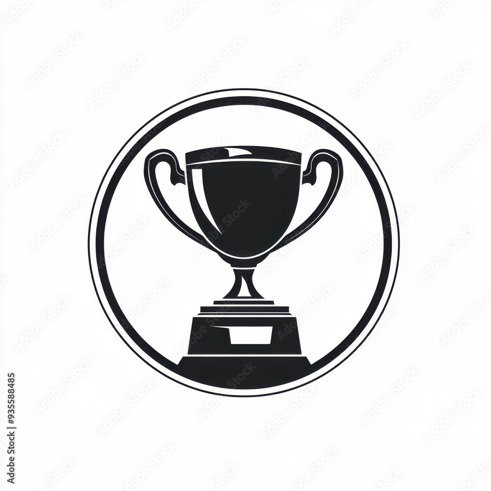 Black and white flat vector art illustration of a trophy in a circular stamp logo style, svg design, isolated on white background, simple vector art design Black and white flat vector art illustration of a trophy in a circular stamp logo style, svg design, isolated on white background, simple vector art design