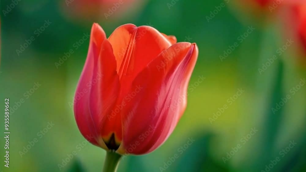 The Graceful Bloom of a Red Tulip The Graceful Bloom of a Red Tulip
