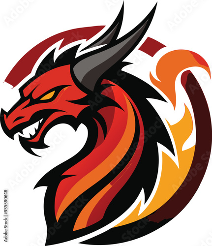 A powerful dragon logo or icon type Generative AI. 