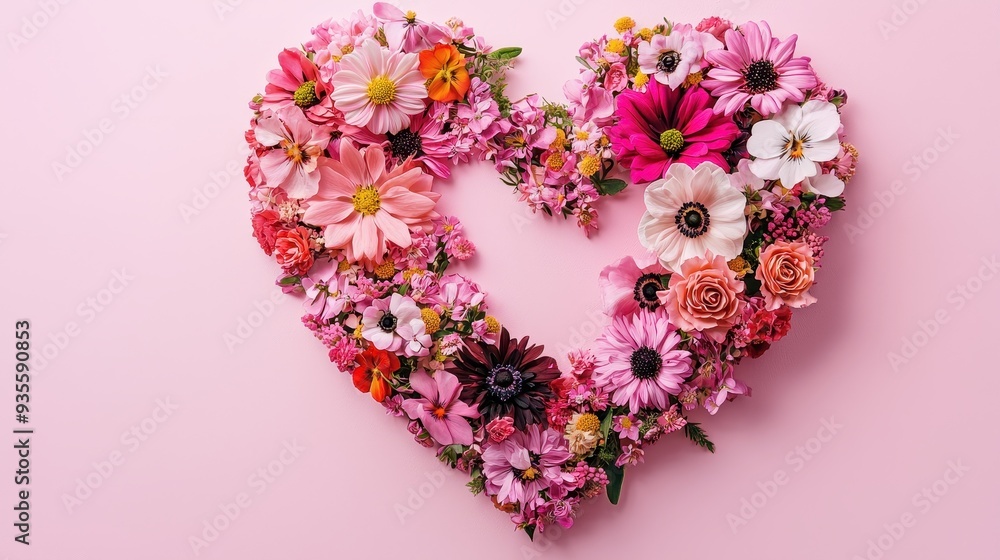 Beautiful heart made of beautiful flowers Beautiful heart made of beautiful flowers