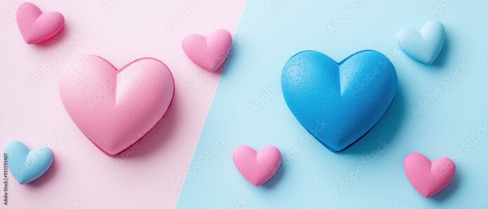 Blue and pink heart shapes Blue and pink heart shapes