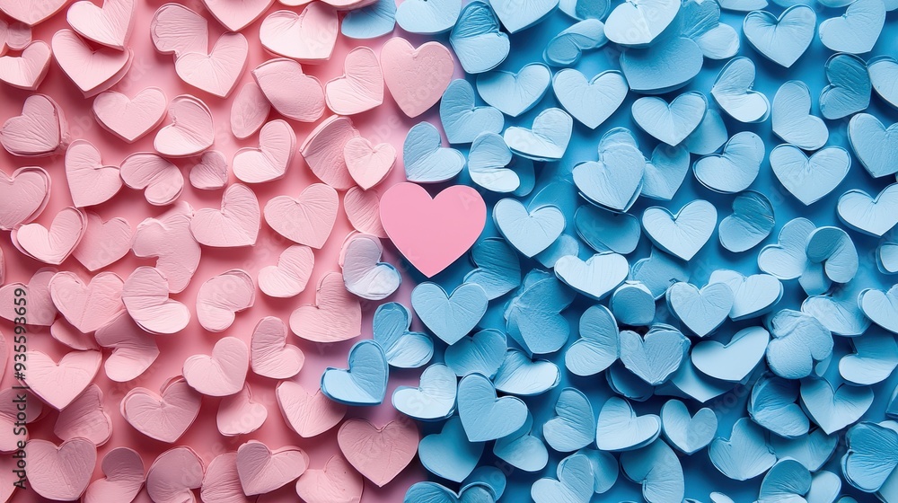 Fototapeta premium Blue and pink heart shapes 