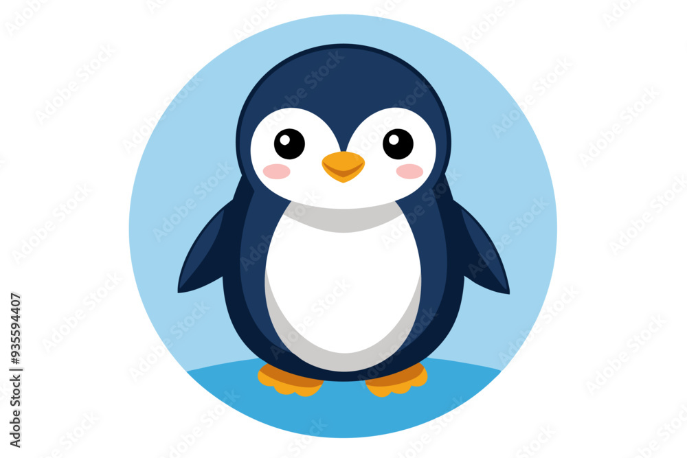Fototapeta premium Cartoon Illustration of a Penguin on a Blue Background