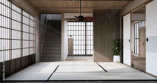 Wallpaper Mural Modern japan room wooden floor and shelf wood on wall design. Torontodigital.ca