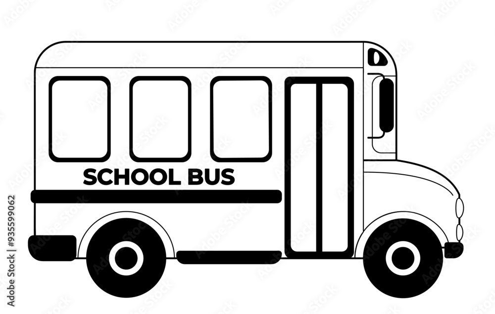 Flat illustration of yellow school bus isolated on transparent background. Vector illustration Flat illustration of yellow school bus isolated on transparent background. Vector illustration
