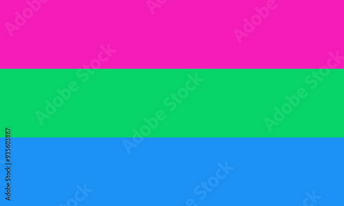 Polysexual Pride Flag, LGBT symbols, pink, green and blue colors