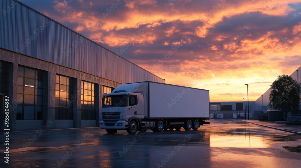 Semi Truck at Sunset Semi Truck at Sunset