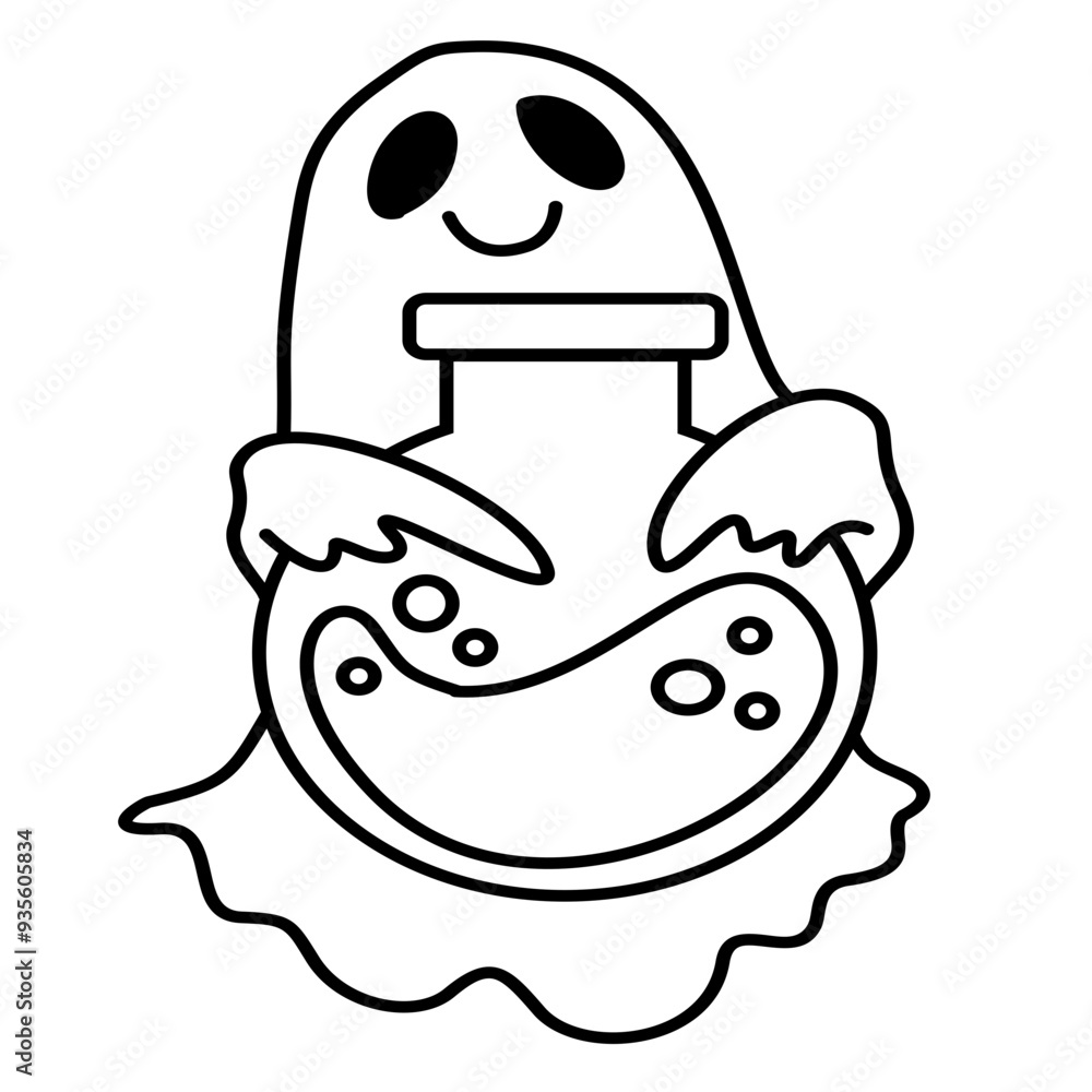 hand drawn cute halloween groovy ghost doodle line art hand drawn cute halloween groovy ghost doodle line art