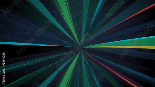 Wallpaper Mural A flat vector background depicting a tunnel formed by rotating blue and green laser beams, creating a sense of depth and motion Torontodigital.ca