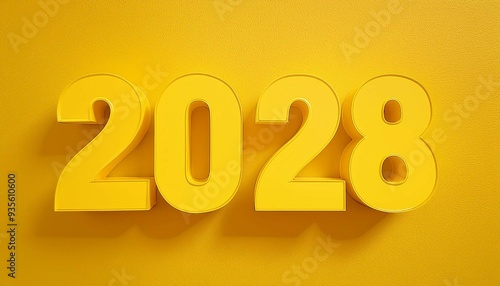 2028- on an empty solid background with bright yellow color