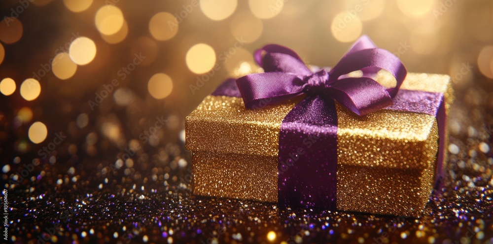Sparkling Gift Box with Purple Ribbon Sparkling Gift Box with Purple Ribbon