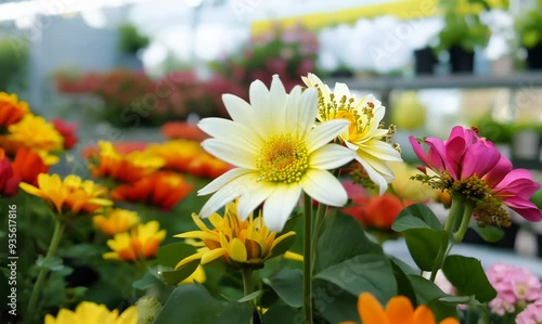 Vibrant Flower Arrangement at a Garden Center