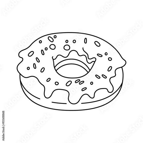 Vector of sweet donut with sprinkles, dessert, snack, bakery item photo