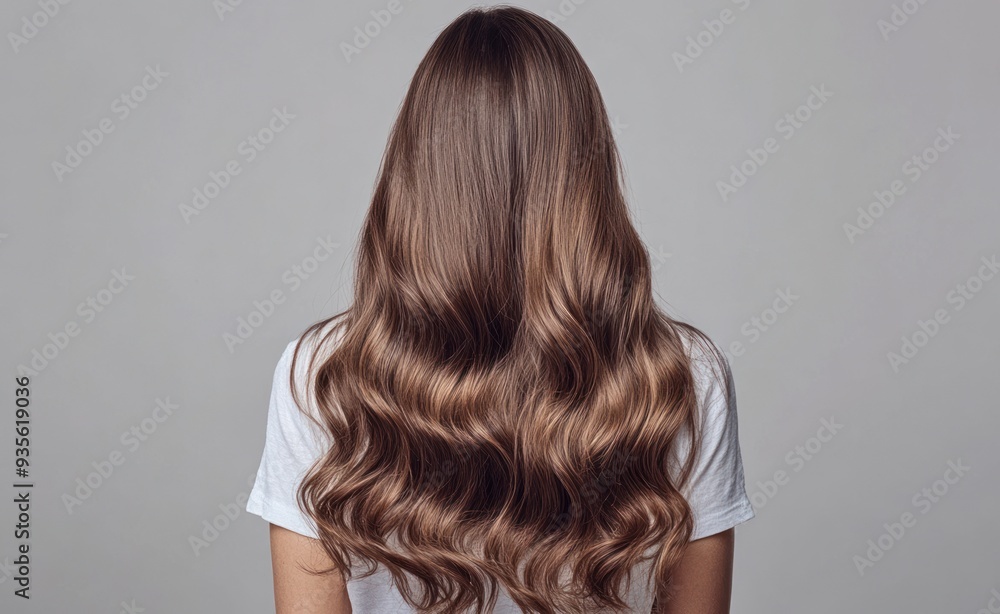 Naklejka premium Woman with Long Wavy Hair