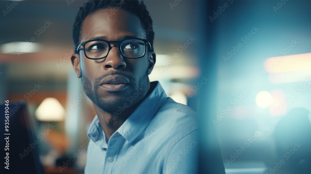Obraz premium Diverse team of young professionals is working in modern business company. Working day of an office worker. Business, consulting, and technology concept.