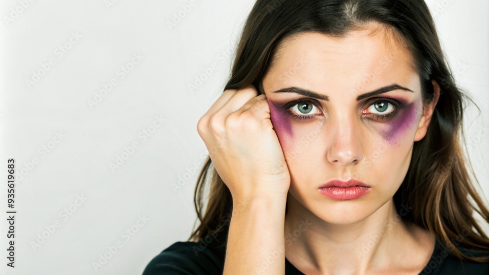 Photo banner of young woman with bruises on face, Domestic Violence Awareness Month Photo banner of young woman with bruises on face, Domestic Violence Awareness Month