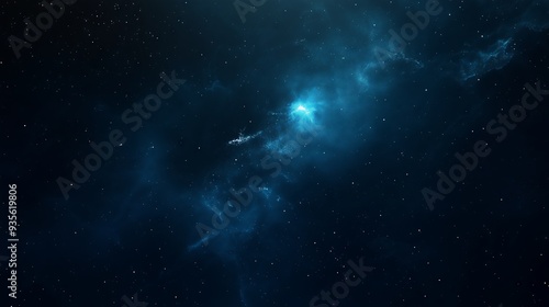 Deep Space Nebula with Stars and Cosmic Dust in Blue Tones

