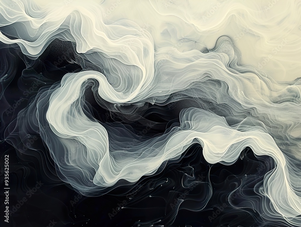 Abstract Swirls in Black and White: A Minimalist Artwork Abstract Swirls in Black and White: A Minimalist Artwork