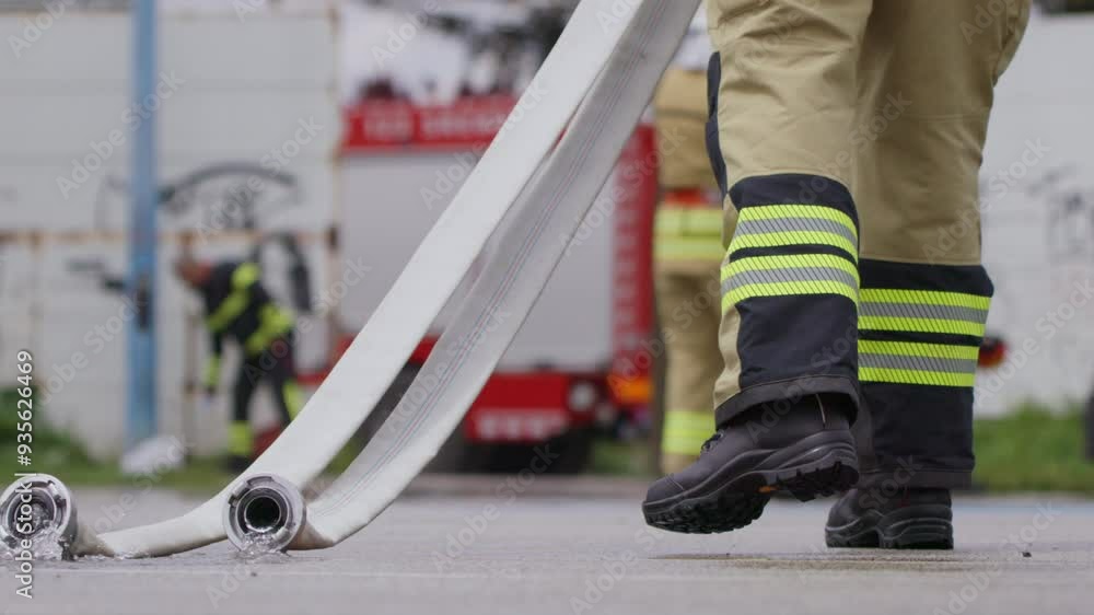 A special team of firefighters seizes hoses from a firetruck and embarks on a perilous mission to extinguish a blazing fire, showcasing their bravery and professional expertise in tackling a hazardous A special team of firefighters seizes hoses from a firetruck and embarks on a perilous mission to extinguish a blazing fire, showcasing their bravery and professional expertise in tackling a hazardous