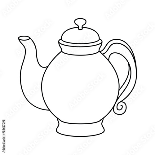 Elegant teapot vector illustration in trendy design style