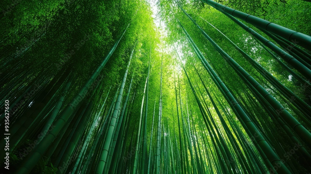 A green bamboo forest with tall stalks reaching towards the sky, a tranquil and peaceful place A green bamboo forest with tall stalks reaching towards the sky, a tranquil and peaceful place