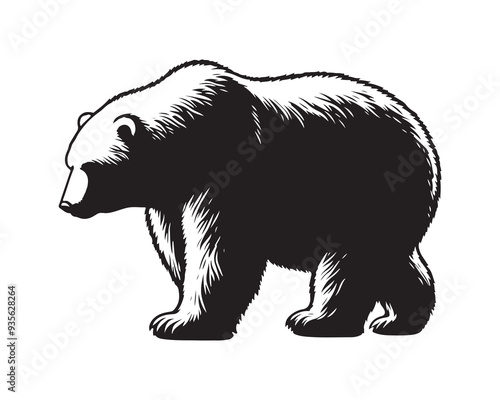 Polar bear silhouettes set, large pack of vector silhouette design, isolated white background ,Grizzly bear or polar bear silhouette flat vector icon for animal wildlife apps and websites