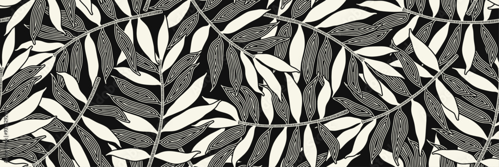 Palm leaves seamless pattern. Palm leaves seamless pattern.