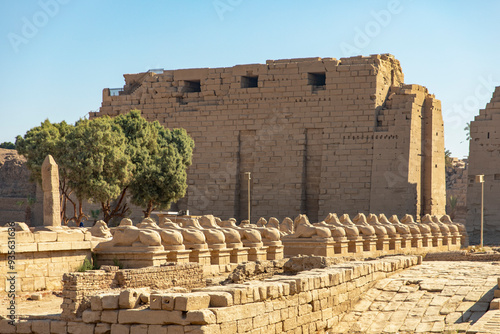 Foto The Avenue of the Sphinxes, a sacred road lined with colossal statues, connected the temples of Karnak and Luxor in ancient Thebes