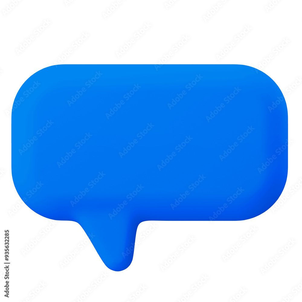 Blue speech bubble png sticker, 3D rendering shape, transparent background Blue speech bubble png sticker, 3D rendering shape, transparent background