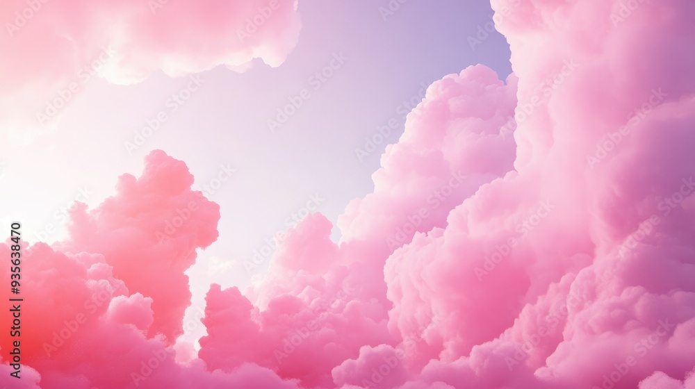 A pink pastel sky with fluffy clouds, creating a serene and dreamy atmosphere - A pink pastel sky with fluffy clouds, creating a serene and dreamy atmosphere -