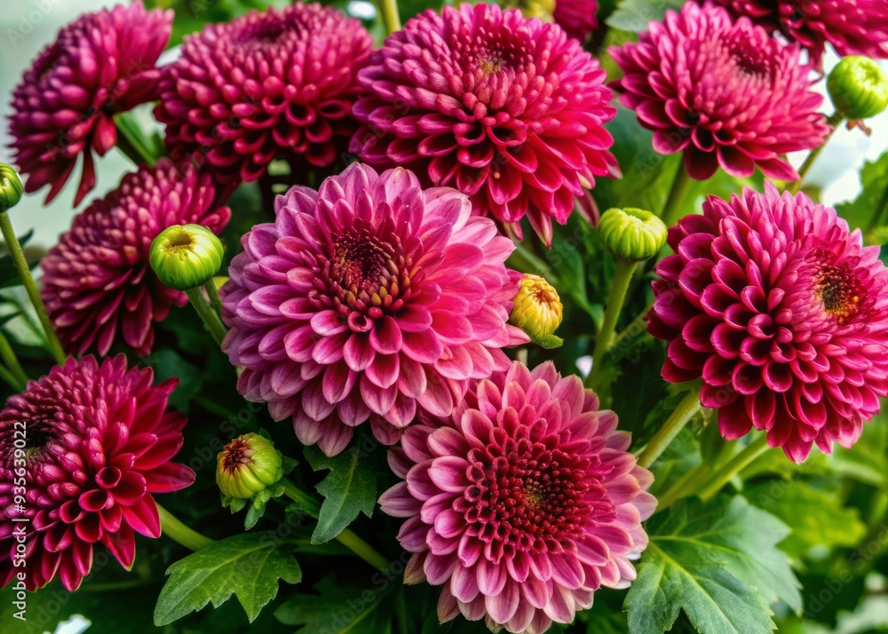 Delicate pink chrysanthemum flowers, buds, and leaves are artfully arranged in a stunning collection, isolated on a transparent background, showcasing their intricate beauty. Delicate pink chrysanthemum flowers, buds, and leaves are artfully arranged in a stunning collection, isolated on a transparent background, showcasing their intricate beauty.